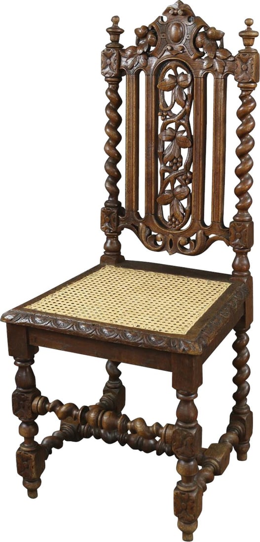 Antique 1880 Oak Cane Dining Chair English Traditional Style (1 of 7)