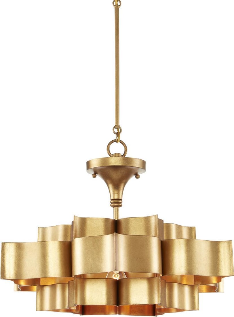 Currey Grand Lotus Bowl Chandelier Gold Leaf Moorish Style (1 of 7)