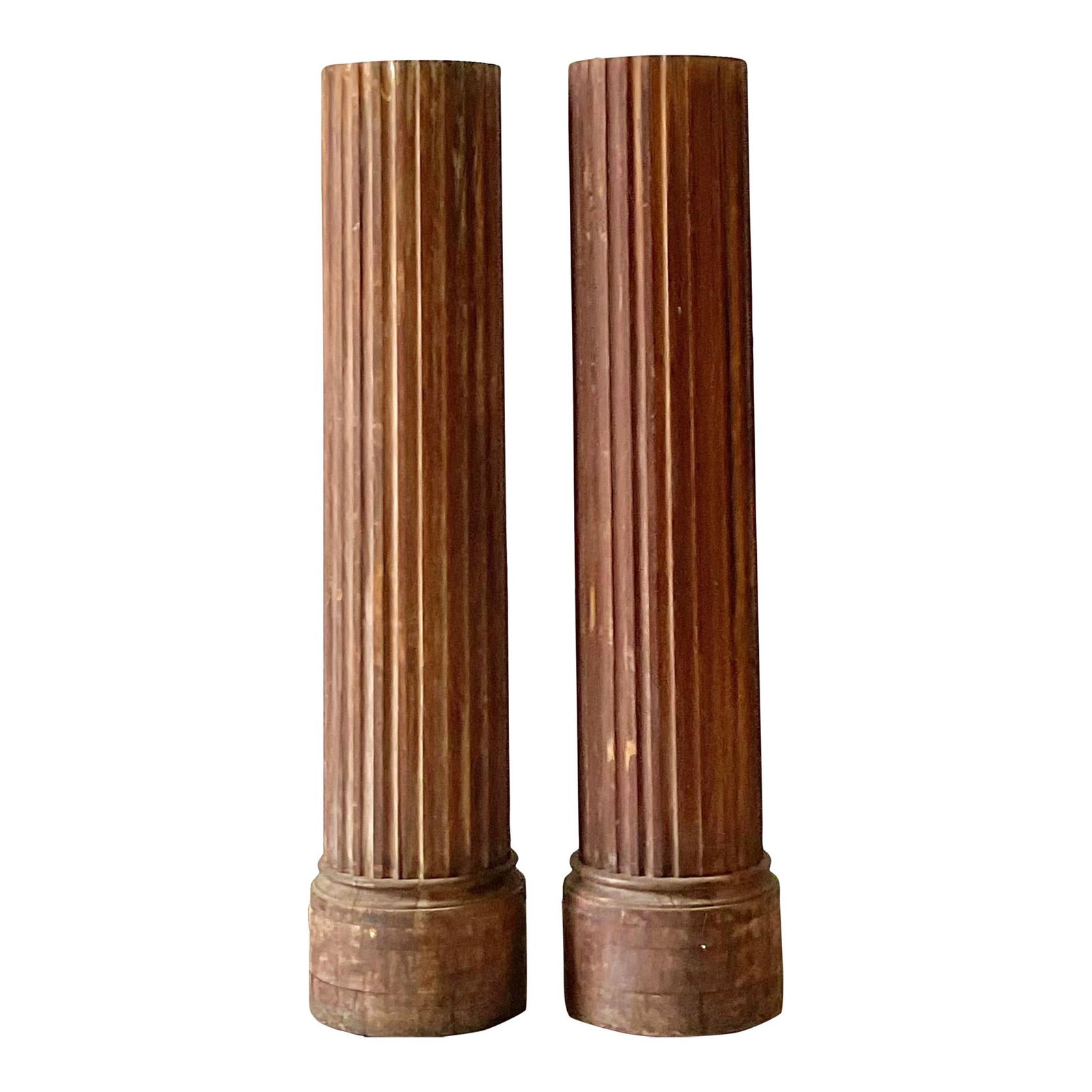 Pair of Vintage Boho Wood Columns with Patina 36in (1 of 5)