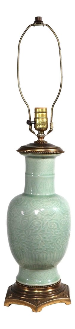 Frederick Cooper Celadon Ceramic Table Lamp with Brass Base (1 of 9)