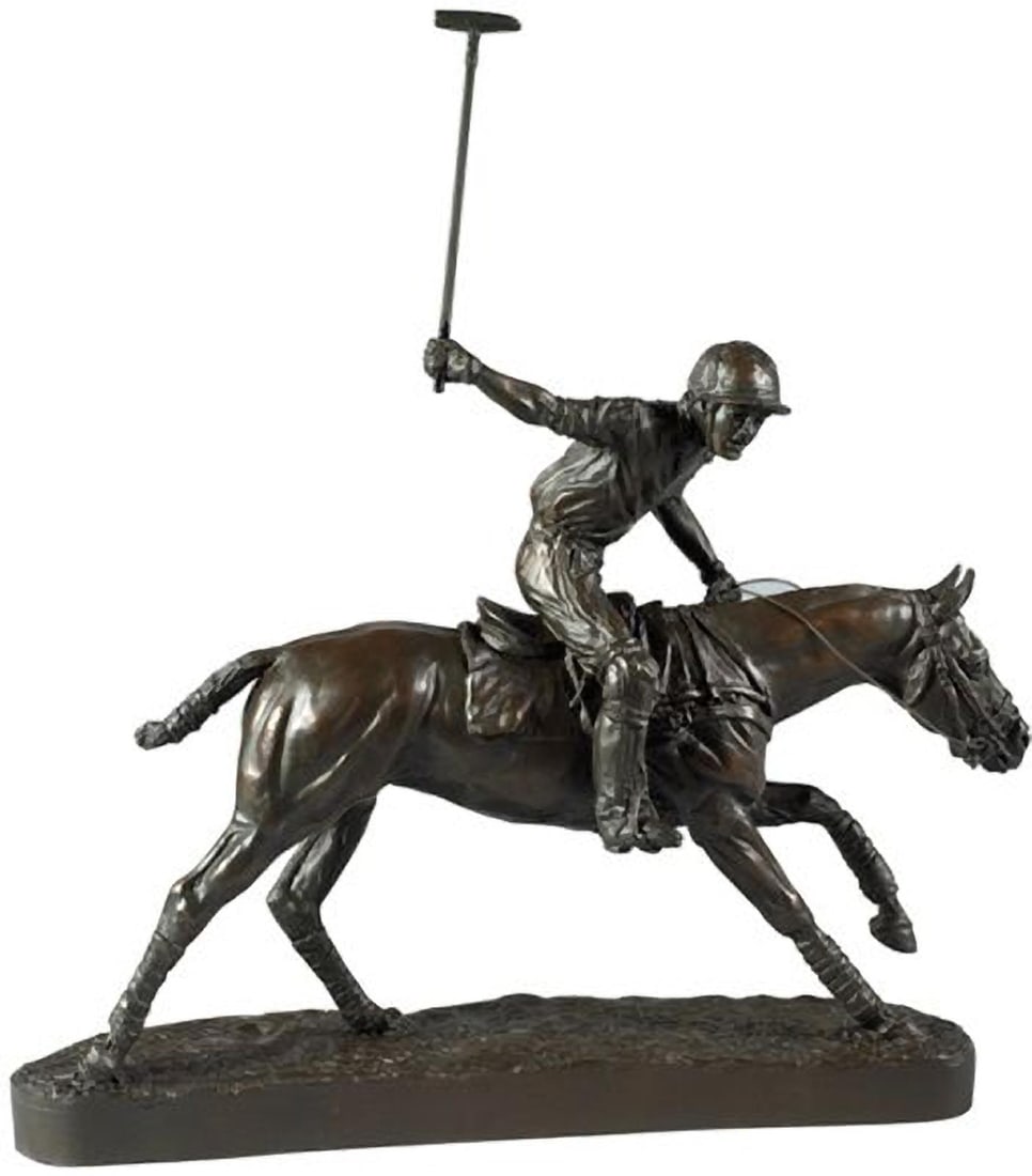 Hand-Cast Lodge Style Polo Player Sculpture by Belden (1 of 1)