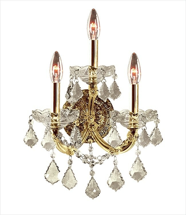 Artistry Maria Theresa 22" Gold Wall Sconce with Asfour Crystals: Artistry Maria Theresa 22" Gold Wall Sconce with Asfour Crystals Illuminate your space with this exquisite 22-inch Wall Sconce featuring stunning Asfour crystals. The Maria Theresa design showcases a
