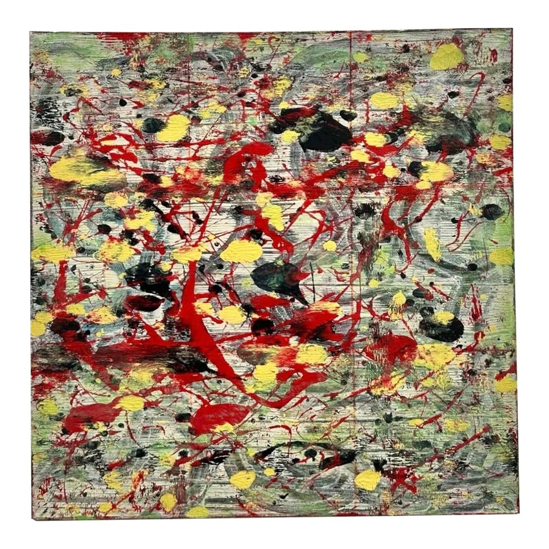 Celadon Boho Abstract Canvas Giclee Art Signed Back 24 x 24 in (1 of 4)