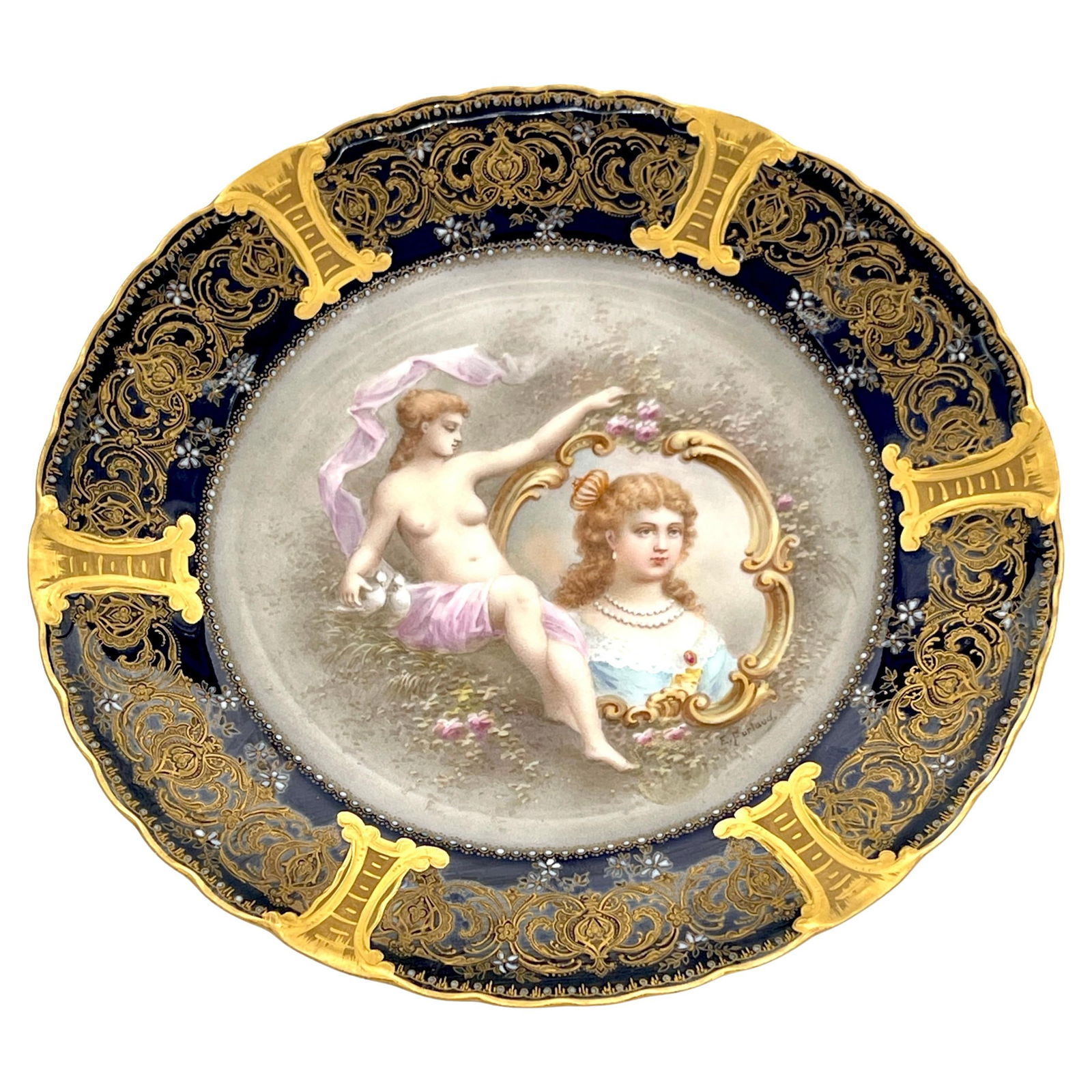 19th C Haviland Limoges Plate of Anne of Austria E. Furlaud: 19th C Haviland Limoges Plate of Anne of Austria E. Furlaud This exquisite 19th-century Haviland & Co. Limoges Portrait Plate features a stunning hand-painted depiction of Anne of Austria, Queen of Fr