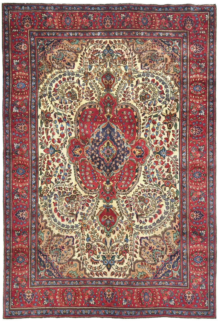 Vintage Hand-Knotted Oriental Rug 8'1 x 11'5 Floral Design Wool (1 of 12)