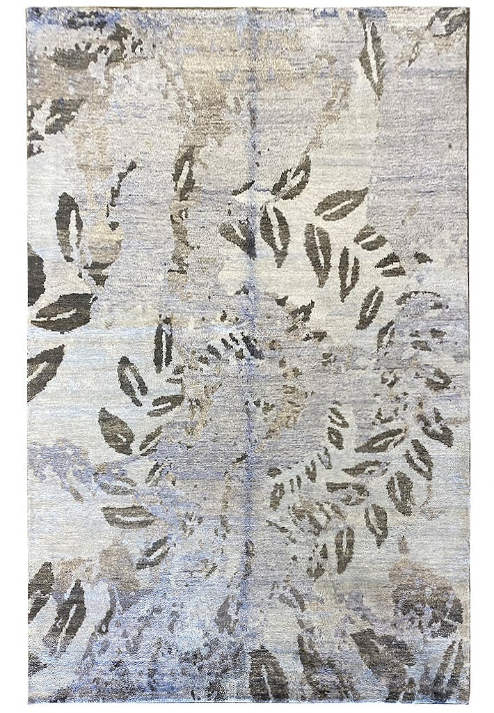 Handmade Tibbet Rug 6.0 x 8.9 Wool Silk Blend Contemporary Design (1 of 10)