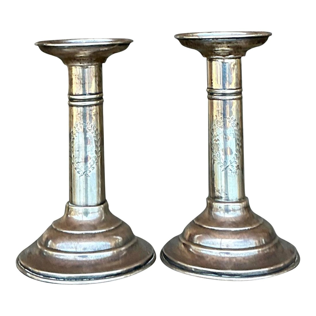 Elegant Set of 2 Vintage Regency Sterling Silver Candlesticks (1 of 5)