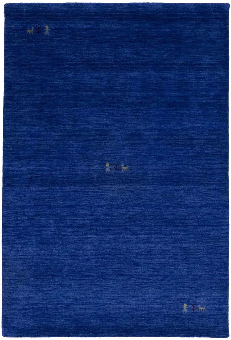 Hand-Loomed Royal Blue Gabbeh Rug Pictorial 4x6 ft Modern Design: Hand-Loomed Royal Blue Gabbeh Rug Pictorial 4x6 ft Modern Design Enhance your living space with this Royal Blue Gabbeh Modern Rug, designed in a pictorial style perfect for bedrooms and kids' rooms. T
