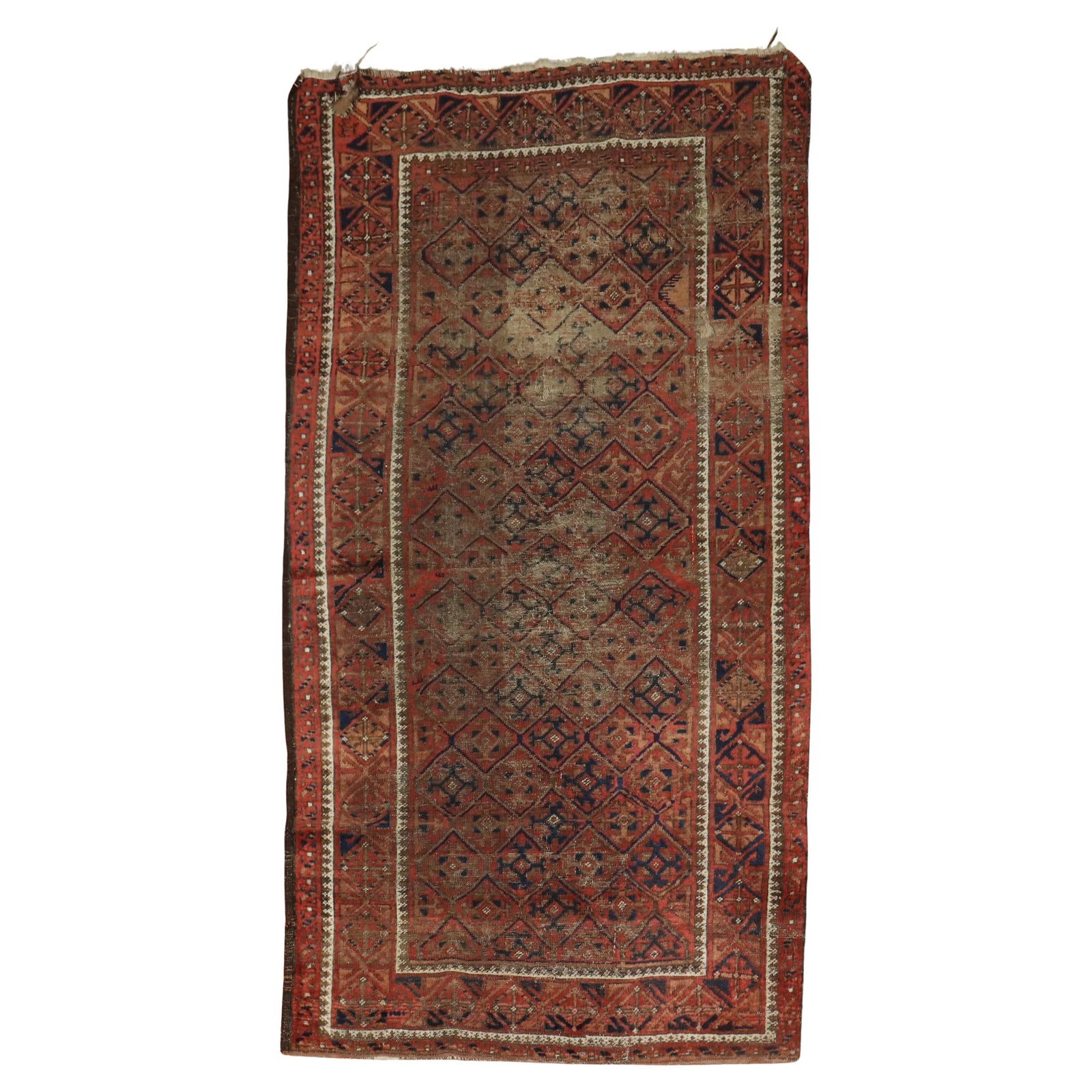 Late 19th Century Tribal Balouch Rug Brown Orange Wool Hand-Woven (1 of 8)