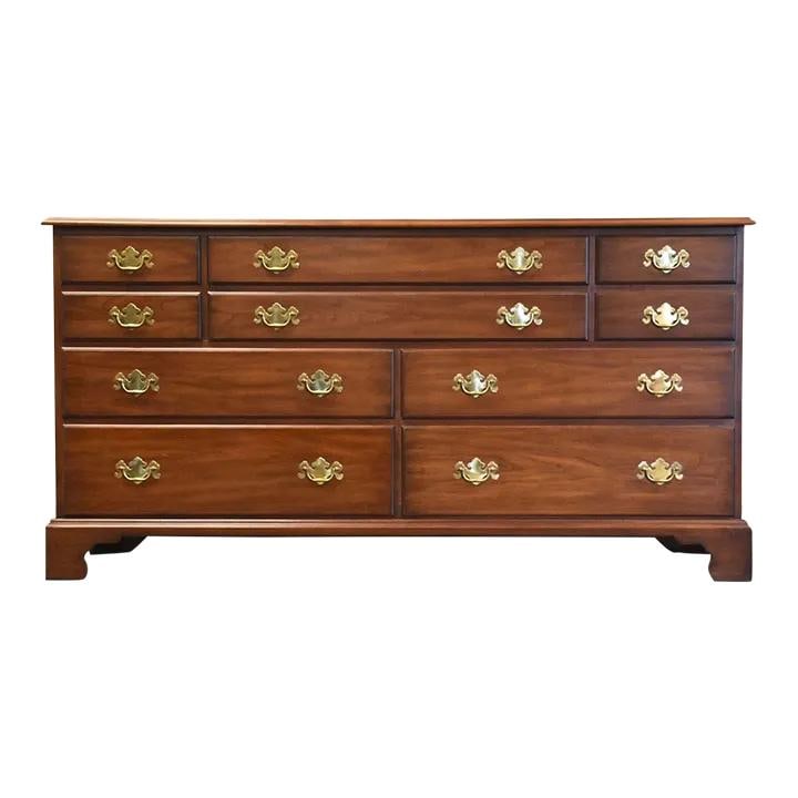 Henkel Harris Solid Cherry Dresser with Brass Pulls 66" Wide (1 of 9)