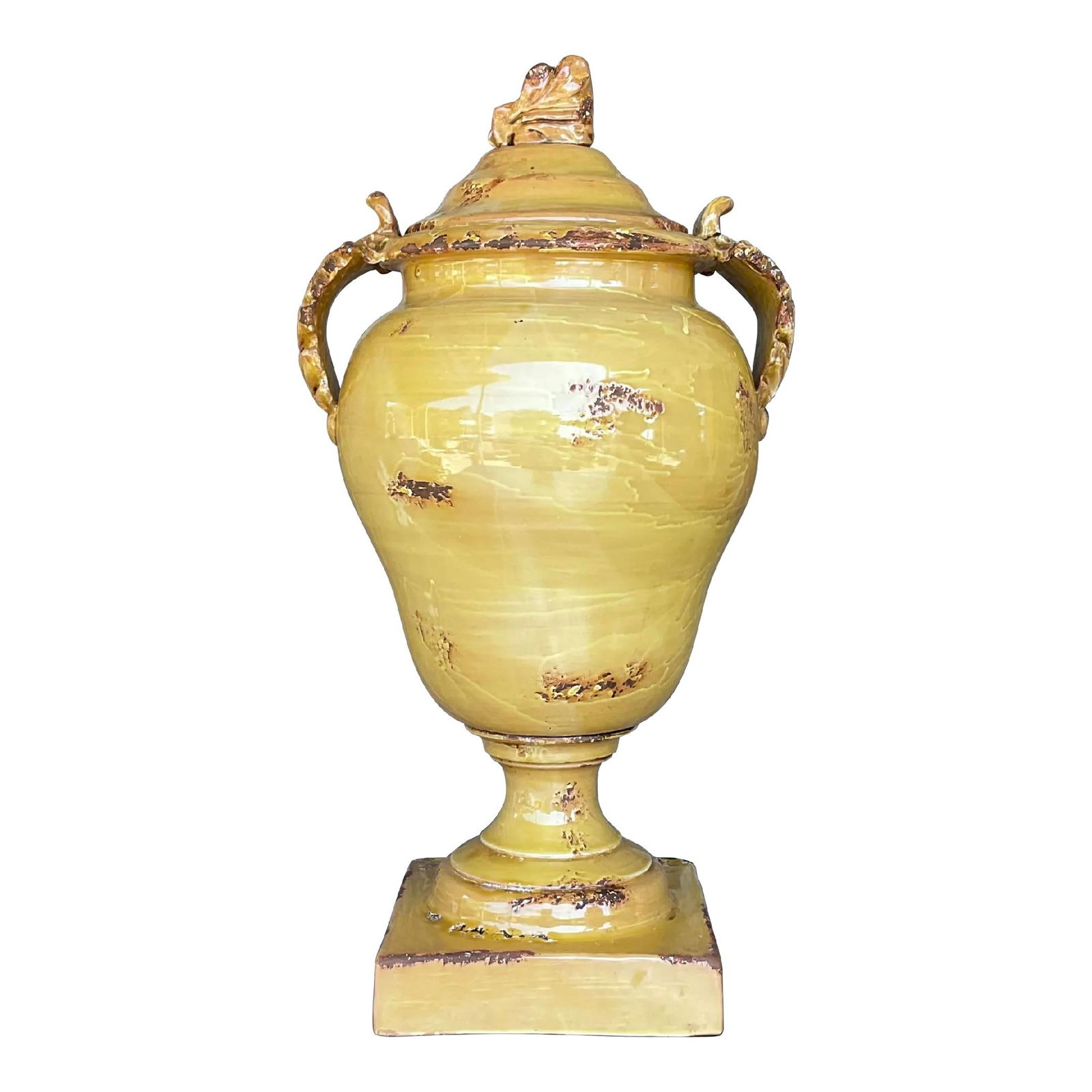 Vintage Fortunata Glazed Ceramic Lidded Urn Goldenrod (1 of 8)