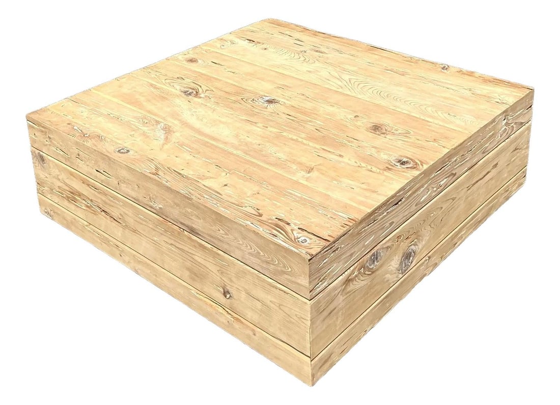 Vintage Pecky Cypress Coffee Table 48in Square Boho Charm (1 of 10)