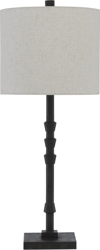 Currey Lohn Cast Iron Lamp with Beige Poplin Shade 150W (1 of 5)