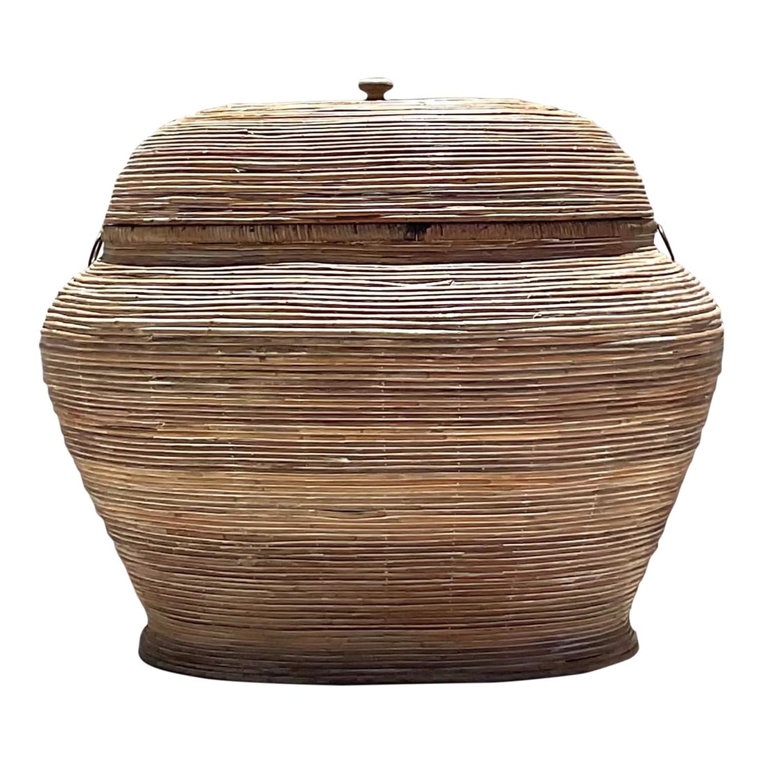 Vintage Coastal Monumental Pencil Reed Lidded Basket 30x38x32: Vintage Coastal Monumental Pencil Reed Lidded Basket 30x38x32 Add a touch of timeless coastal charm to your home with this Vintage Coastal Monumental Pencil Reed Lidded Basket. Crafted in an American