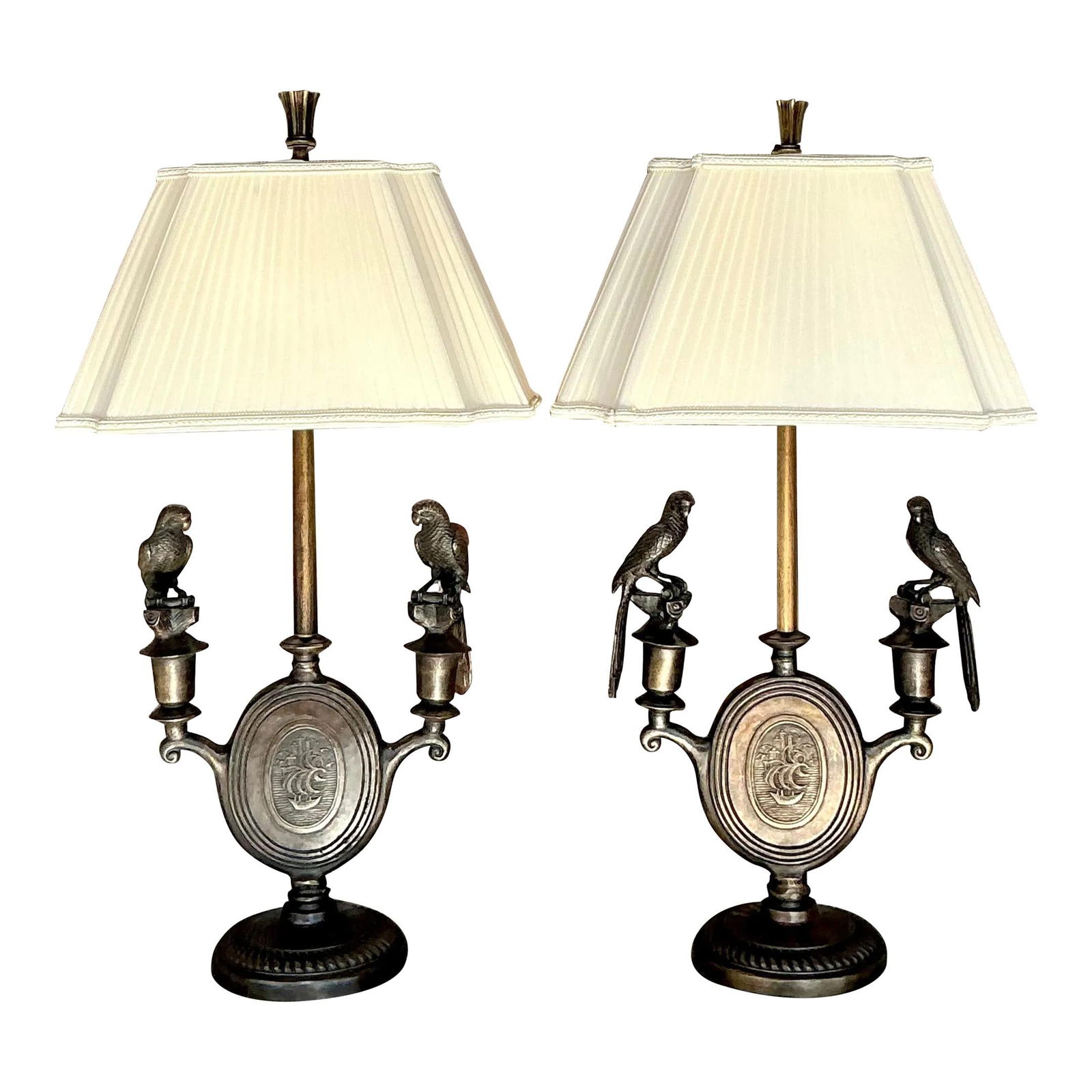 Pair of Vintage Boho Bronze Bird Lamps for Elegant Decor (1 of 6)
