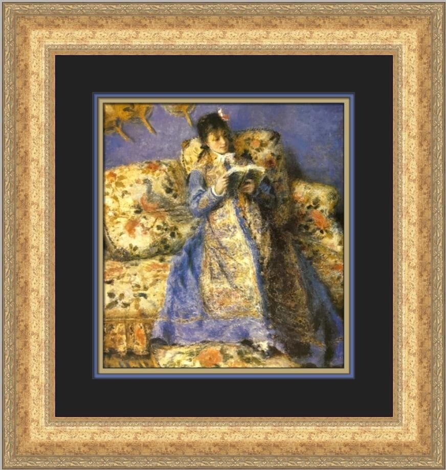 Pierre-Auguste Renoir Camille Monet Reading Custom Framed Print 19x18: Pierre-Auguste Renoir Camille Monet Reading Custom Framed Print 19x18 This custom framed print features the iconic artwork "Camille Monet Reading" by renowned artist Pierre-Auguste Renoir. Measuring 1