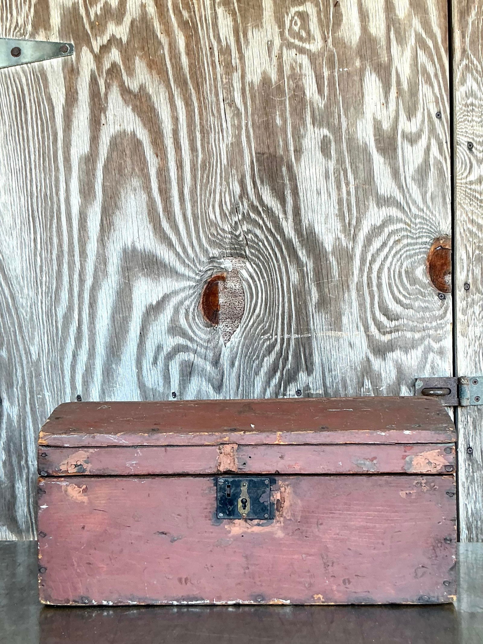 Vintage Boho Wooden Toolbox with Aged Leather Handle - 2