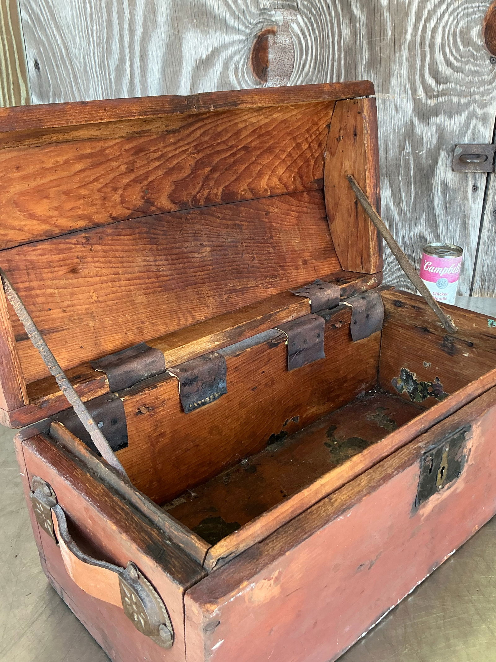 Vintage Boho Wooden Toolbox with Aged Leather Handle - 5
