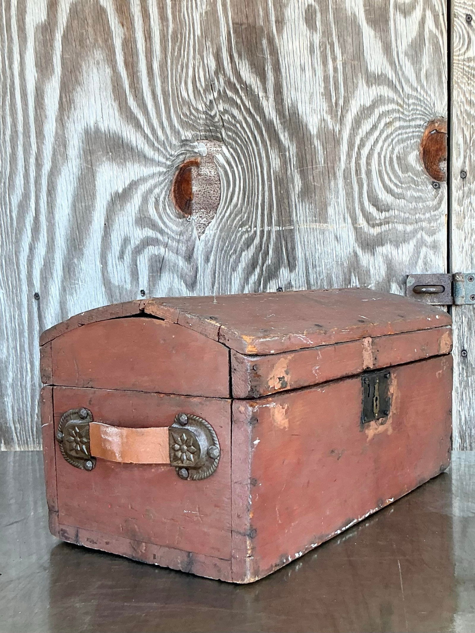 Vintage Boho Wooden Toolbox with Aged Leather Handle - 8