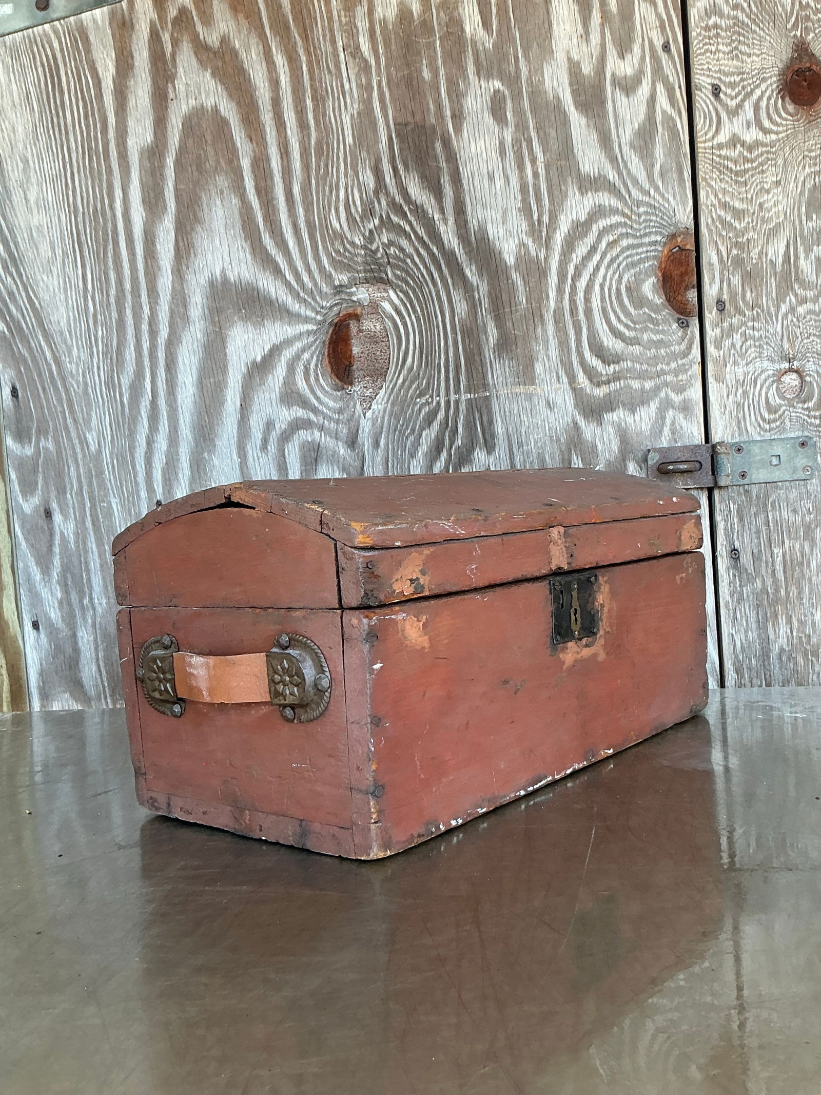 Vintage Boho Wooden Toolbox with Aged Leather Handle - 9