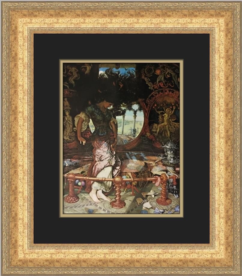 William H Hunt The Lady of Shalott Custom Framed Offset Lithograph Art Print: William H Hunt The Lady of Shalott Custom Framed Offset Lithograph Art Print This exquisite custom framed print titled "The Lady of Shalott" by artist William H Hunt showcases a blend of