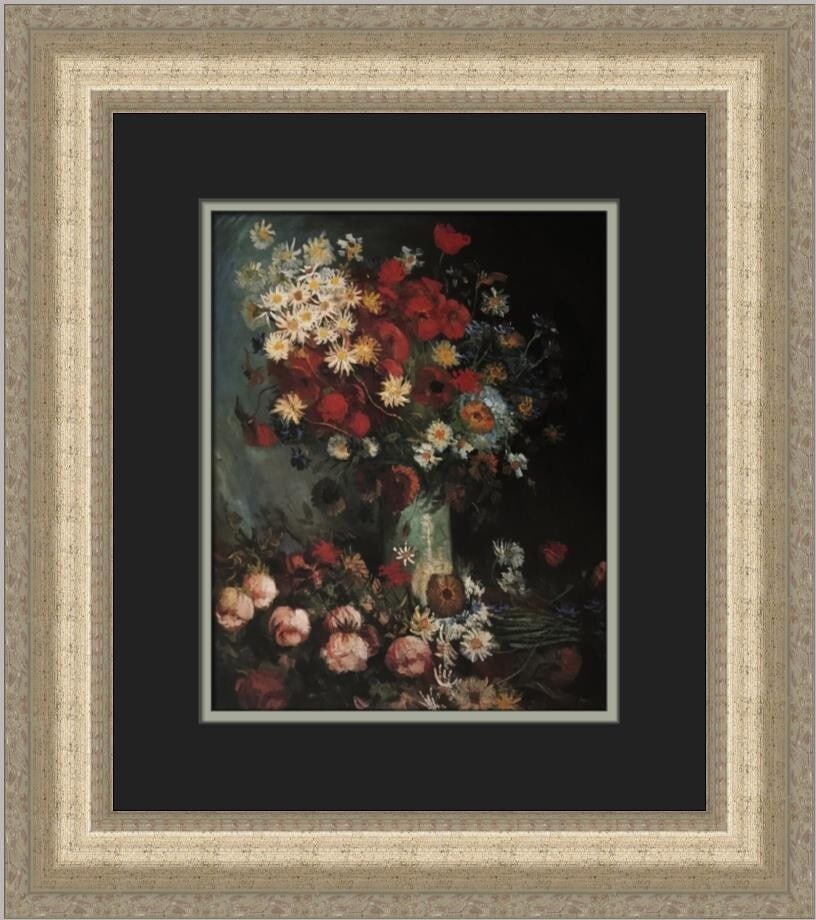 Vincent Van Gogh Vase with Poppies Custom Framed Art Print (1 of 2)