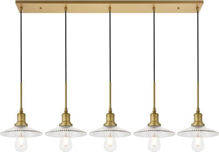 Waltz Mid-Century Pendant Light 5-Light Adjustable Brass Crystal (1 of 1)