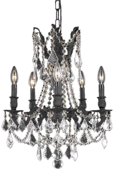 Elegant Dark Bronze Rosalia 5-Light Bowl Chandelier with Crystal Accents (1 of 2)