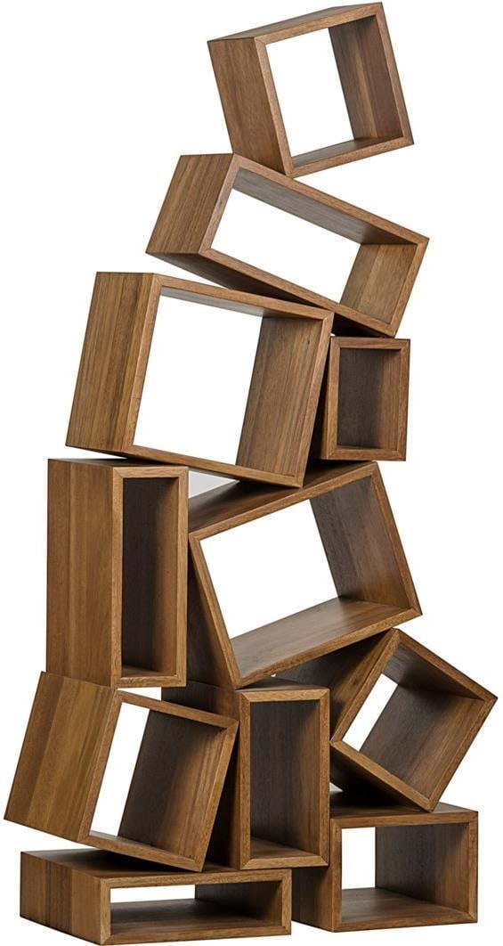 Noir Cubist Style Bookcase Dark Walnut New 68H 34W 16D (1 of 1)