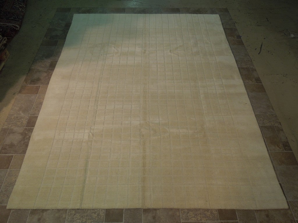 7.8 x 10 Solid Beige Handmade Wool Contemporary Rug (1 of 6)