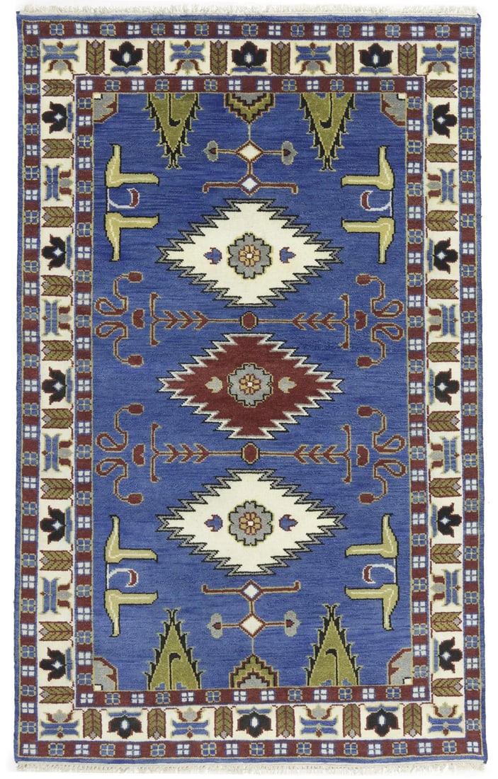 Kazak Wool Area Rug Geometric Tribal Design 5X8 ft Handmade Eco-Friendly (1 of 16)