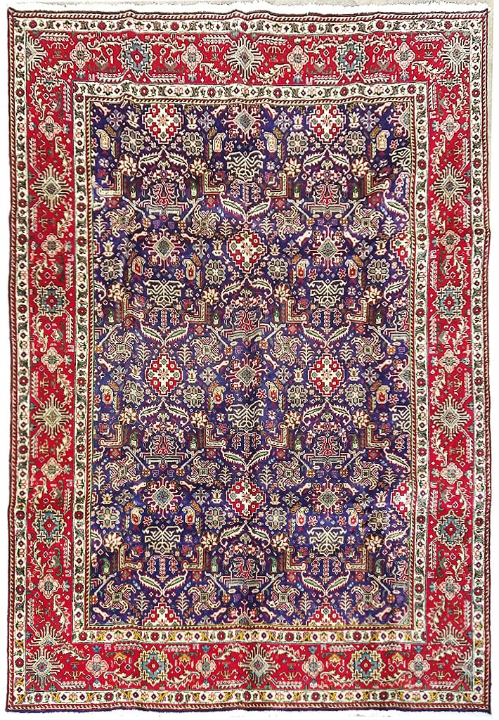 Handcrafted 8x11.5 Persian Tabriz Rug Purple Red Floral Design (1 of 9)