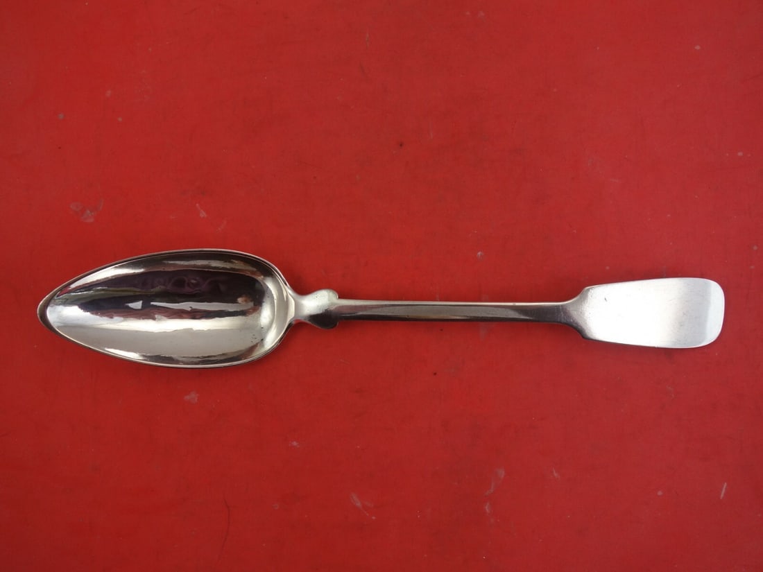 Antique German Coin Silver Serving Spoon by Felrunkel 9 3/8" c. 1790-1810: Antique German Coin Silver Serving Spoon by Felrunkel 9 3/8" c. 1790-1810 This exquisite serving spoon, crafted from German coin silver, dates back to the early 19th century (circa 1790-1810). Measuri