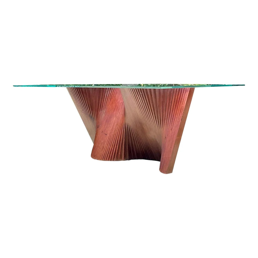 Kenneth Cobonpue Wave Vintage Dining Table Wood Glass Centerpiece (1 of 10)