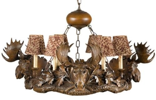 Lodge Style Rustic Moose Head Candelabra Bowl Chandelier (1 of 1)