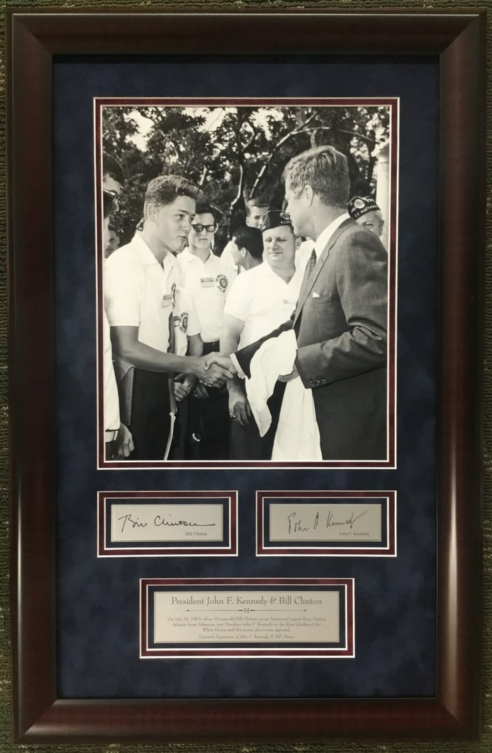 John F Kennedy Bill Clinton Laser Engraved Facsimile Signed Custom Frame (1 of 6)