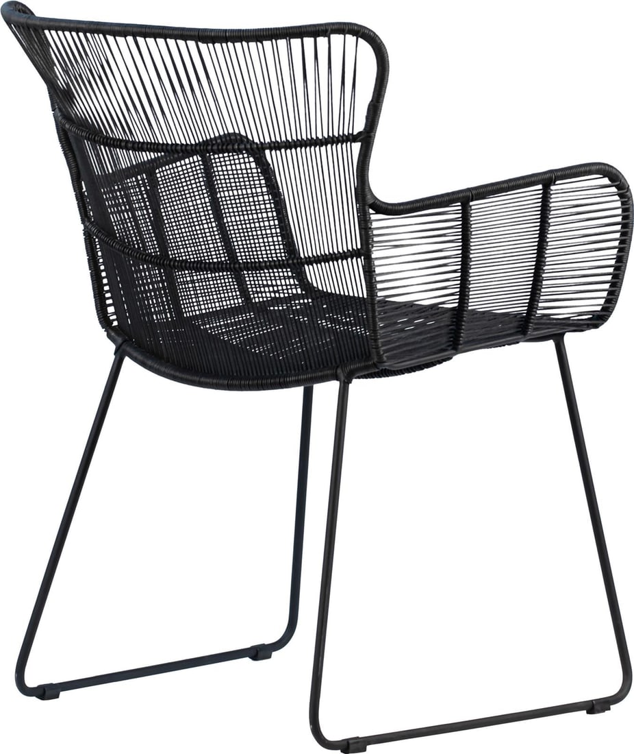 Gareth Outdoor Dining Chair Black Metal Frame Poly Rope (1 of 4)