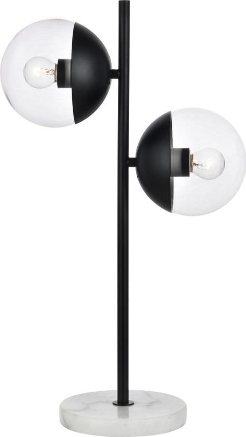 Eclipse 2-Light Black Table Lamp with Marble Base (1 of 1)