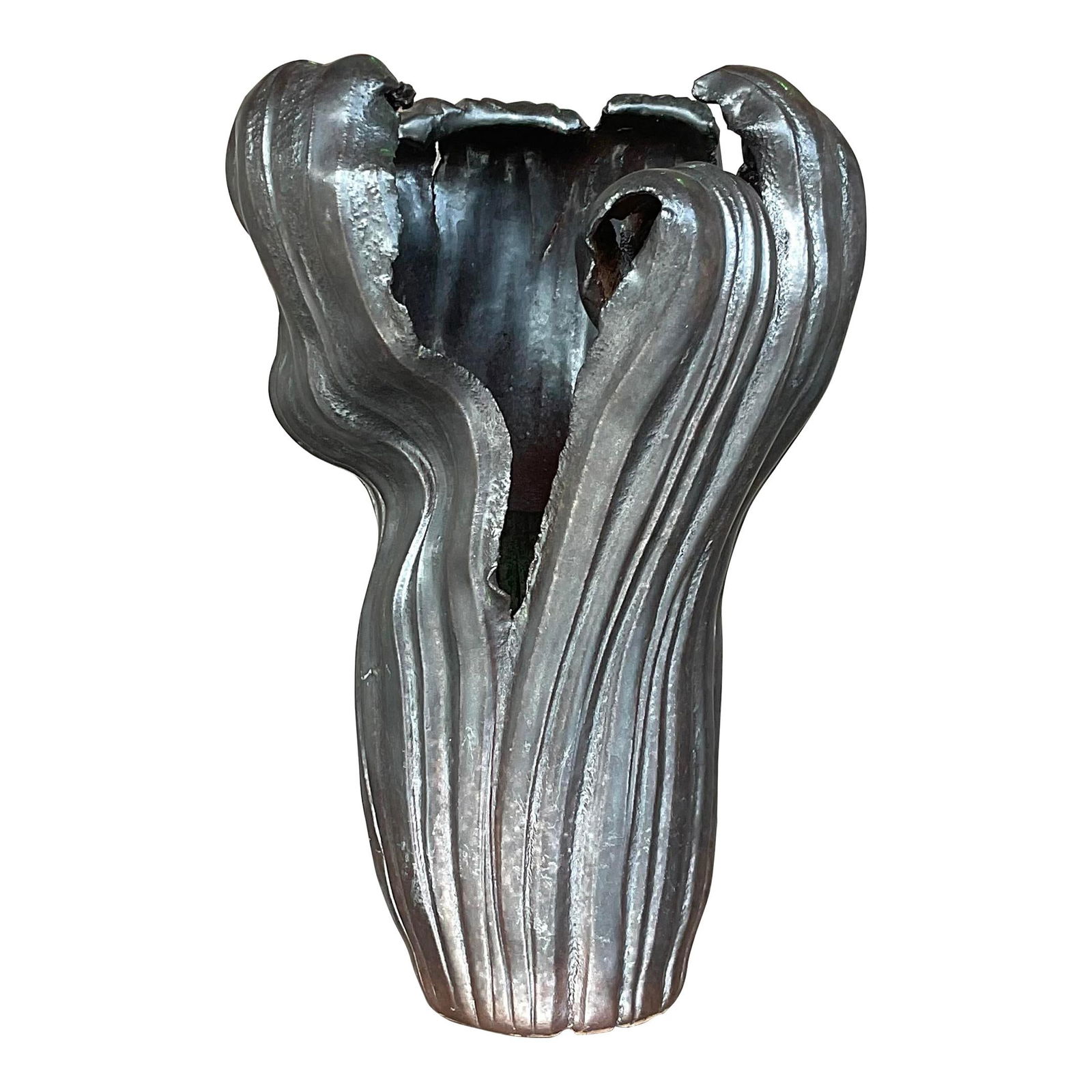 Vintage Boho Signed Studio Pottery Vase Ebony (1 of 10)