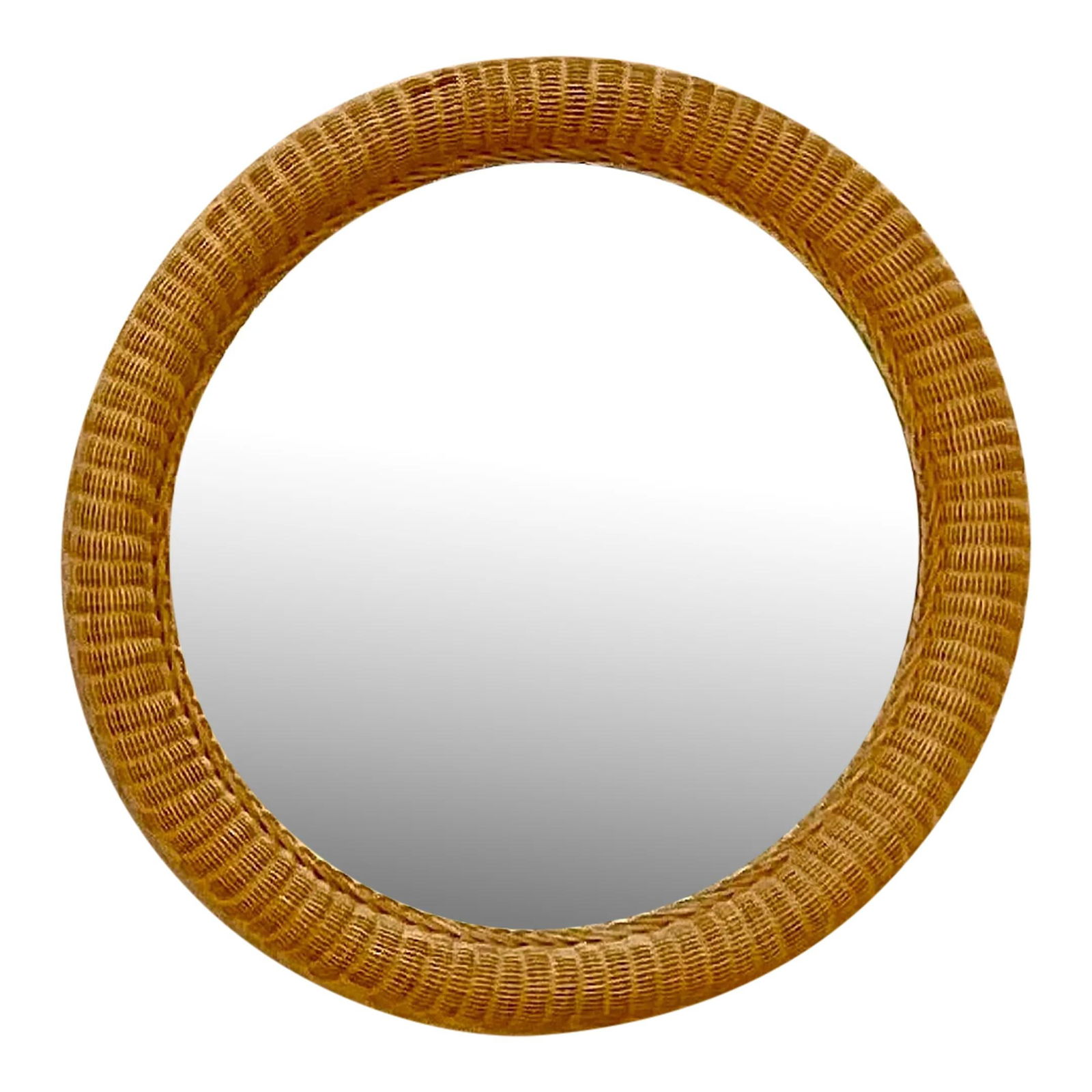 Vintage Coastal Woven Rattan Mirror 36.5 Chocolate American Style (1 of 6)