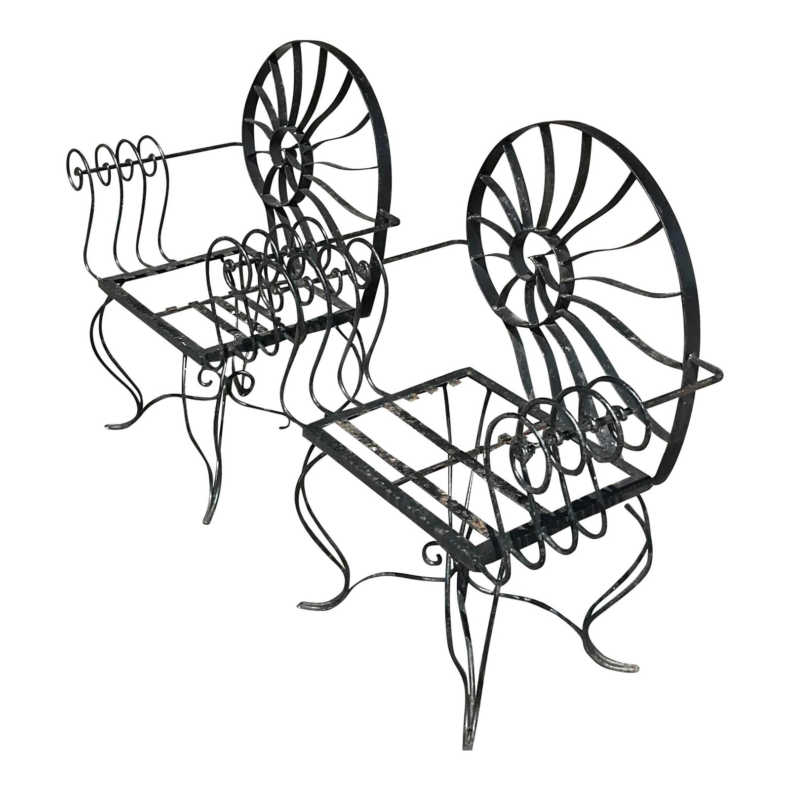 Pair of Vintage Nautilus Shell Wrought Iron Lounge Chairs (1 of 10)