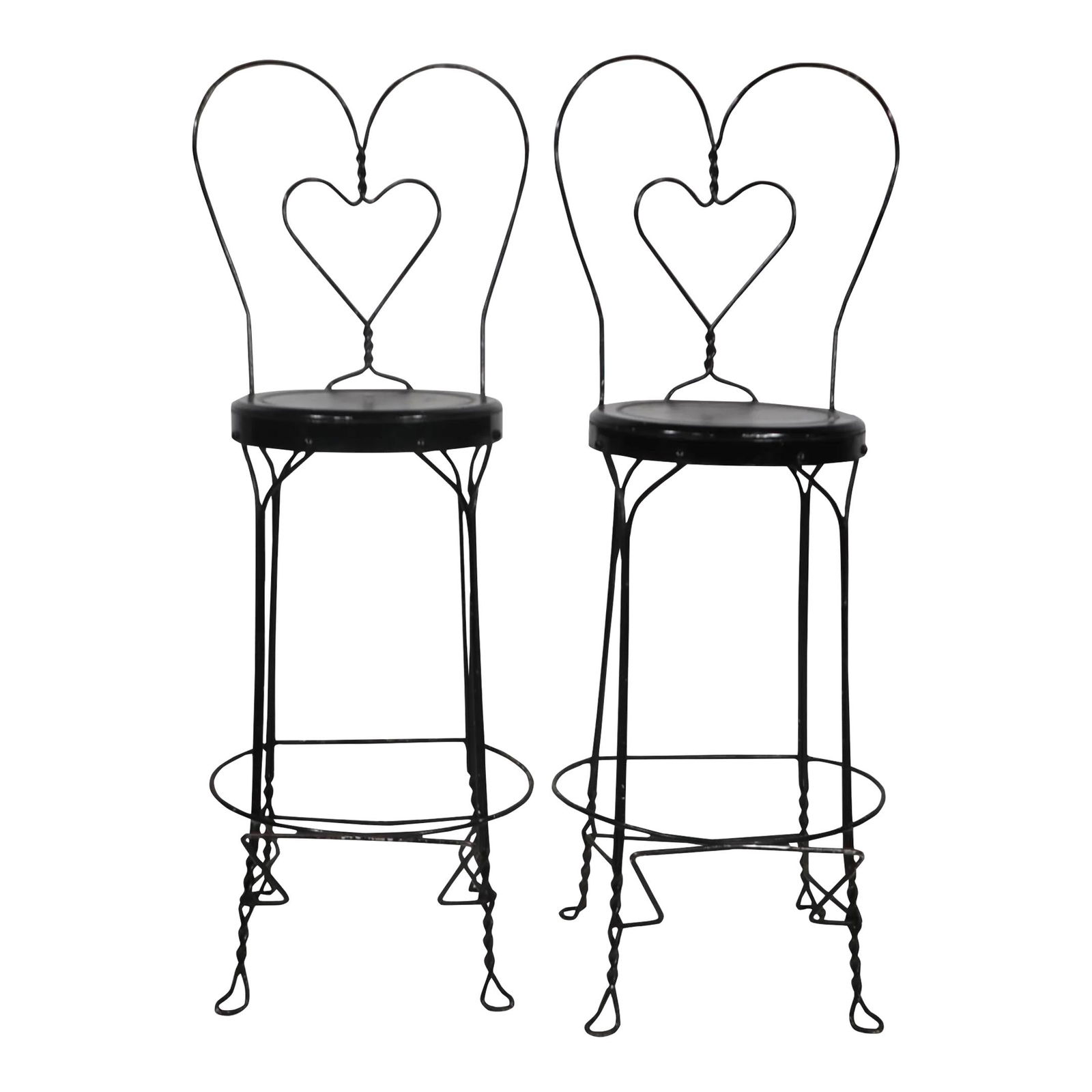 Pair of Black Iron Ice Cream Parlor Bar Stools (1 of 8)