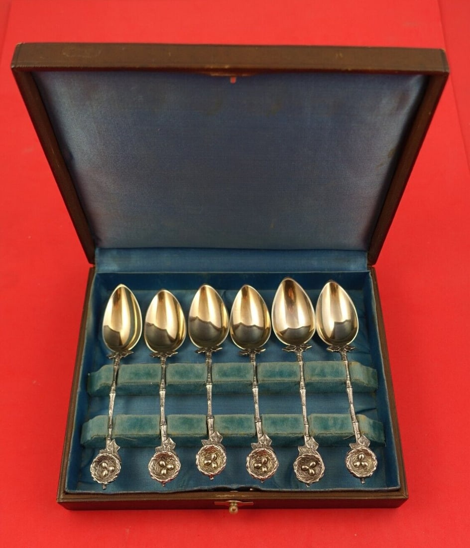 Gorham Birds Nest Sterling Silver Demitasse Spoon Set 6pc 4 3/8" (1 of 8)