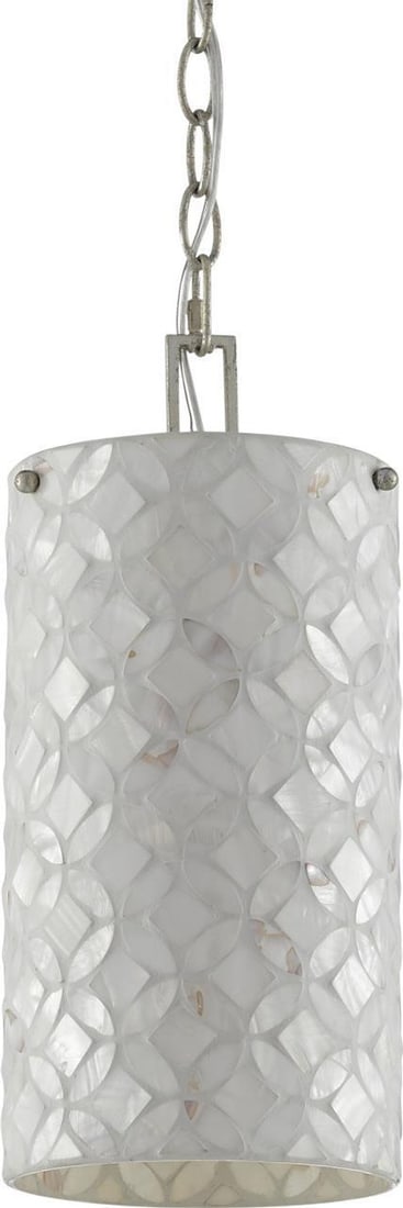 Currey Ellison Silver Leaf Pendant Light Adjustable Height (1 of 4)