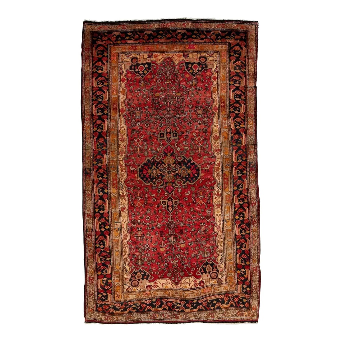 1960s Hand-Knotted Persian Bidjar Wool Rug 4'3 x 7'4 Red (1 of 8)