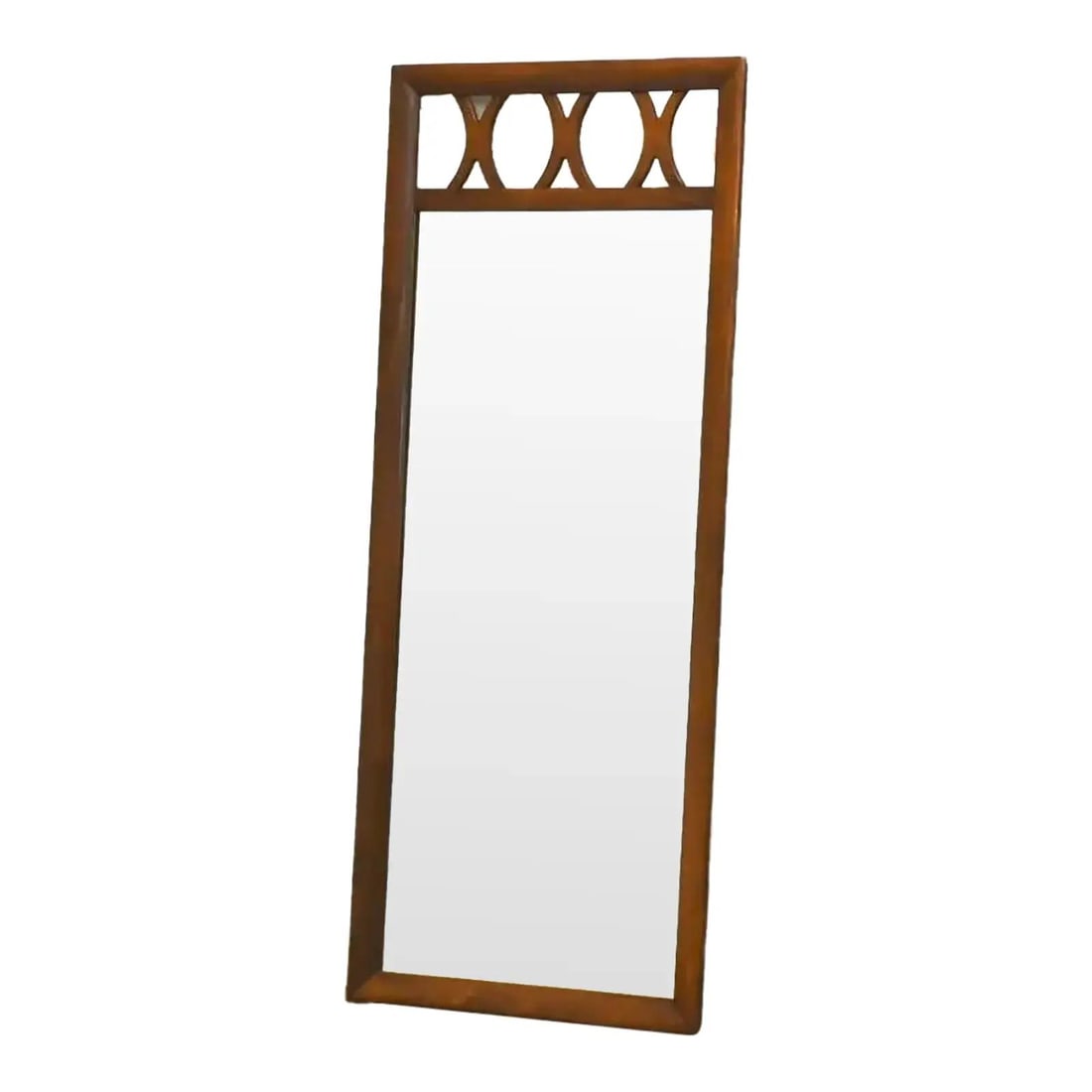 1960s Mid Century Modern Sculpted Walnut Mirror with Laced Top (1 of 5)