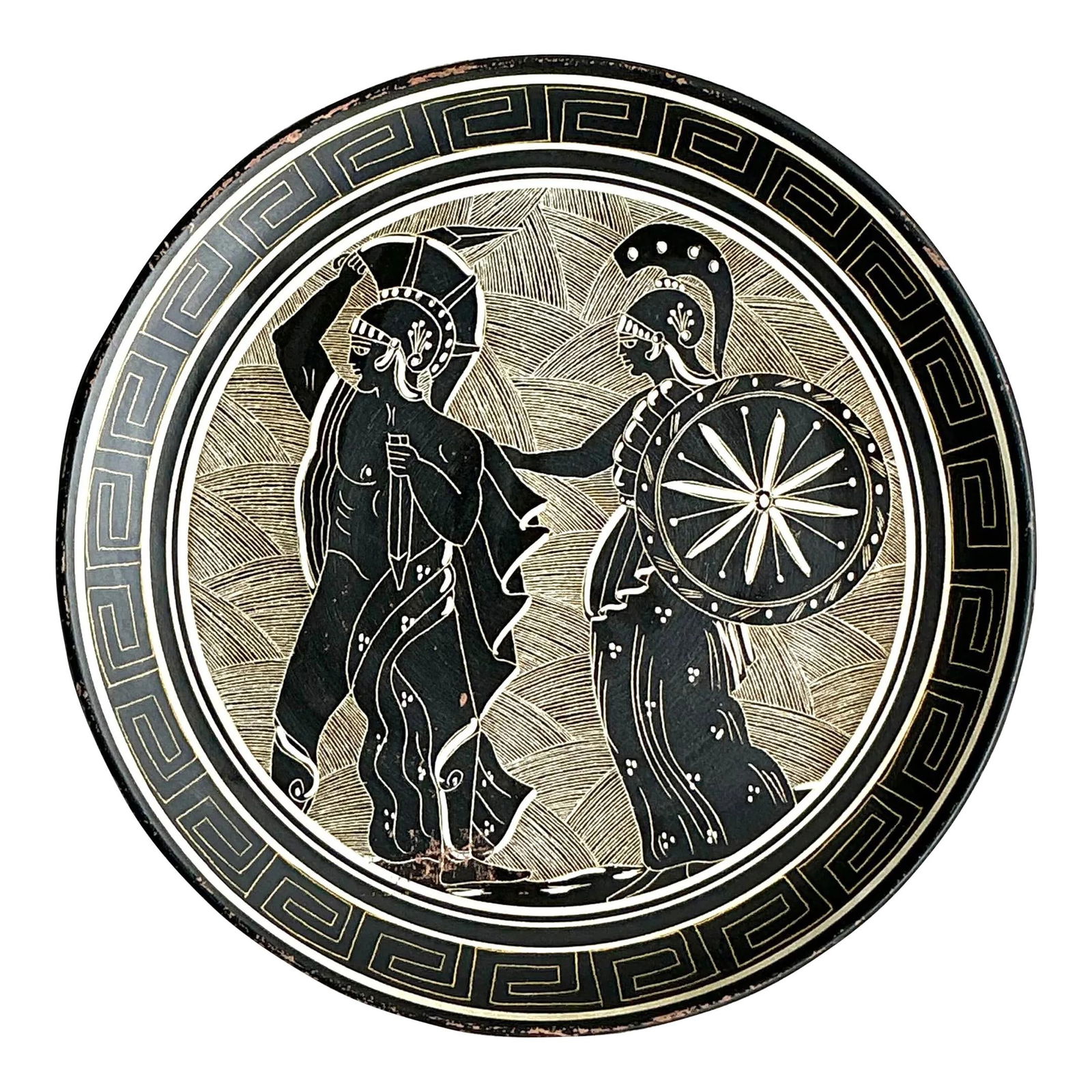 Vintage Boho Terra Cotta Plate with Greek Key Design (1 of 6)