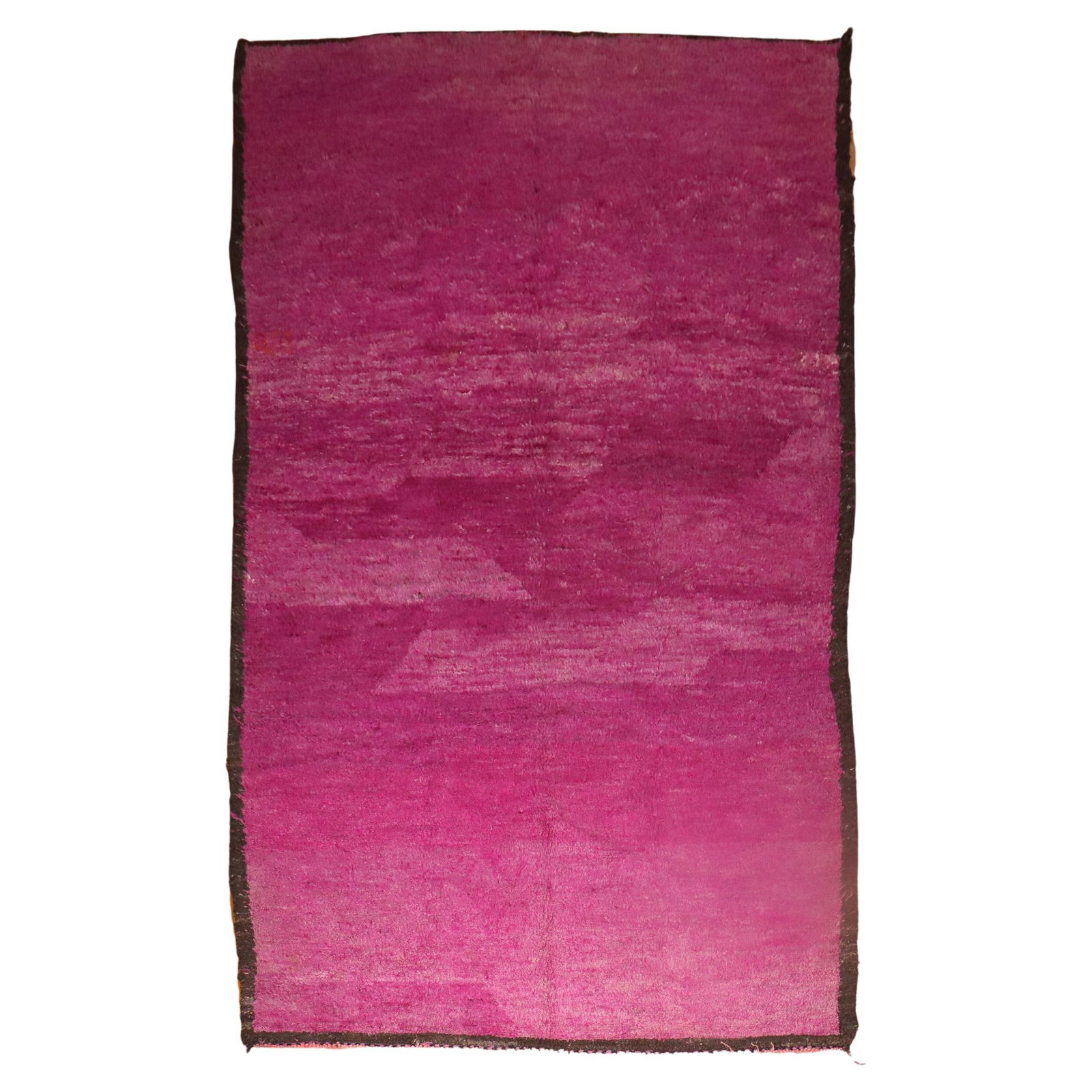 Midcentury Moroccan Fuchsia Minimalist Hand-Woven Wool Rug (1 of 12)