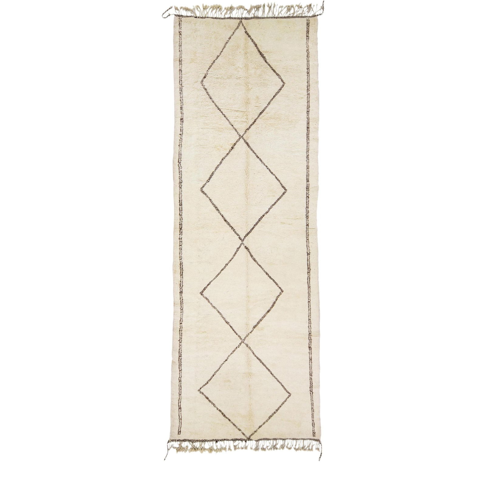 Modern Moroccan Hand-Knotted Wool Runner Tribal Design Beige 6 x 17'10 (1 of 10)