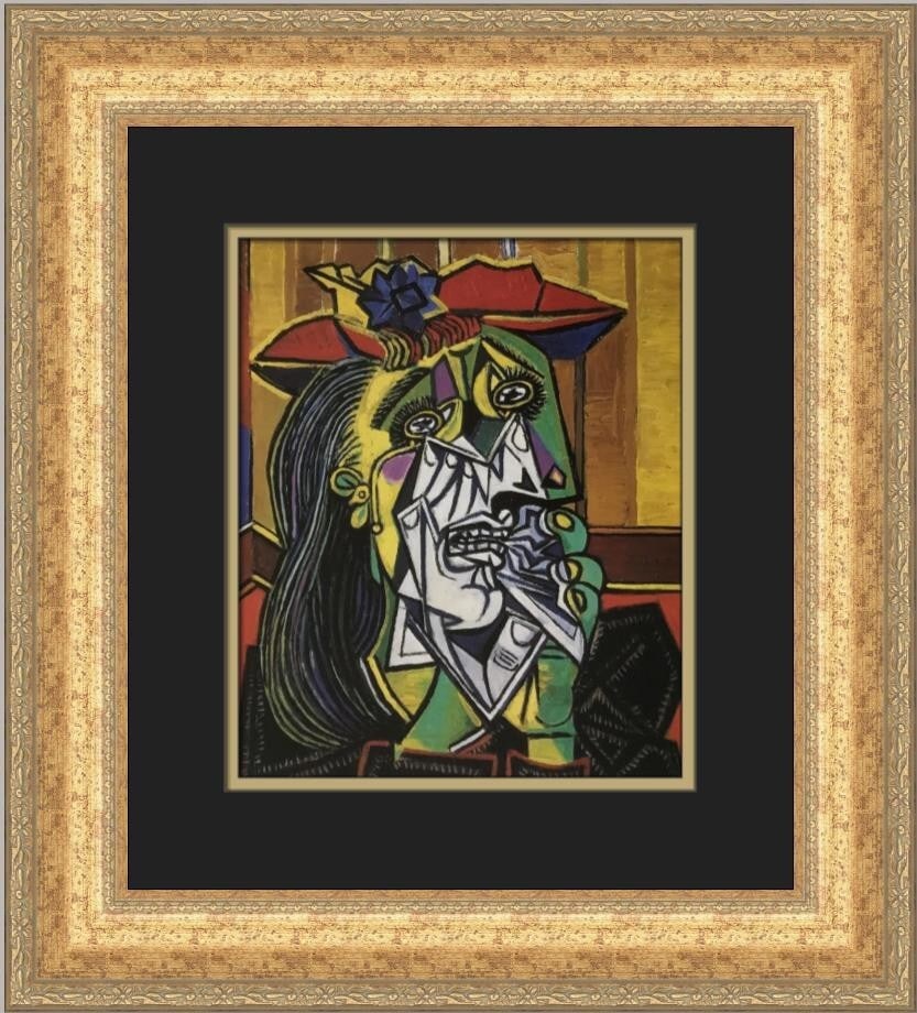 Pablo Picasso Portrait of Dora Maar Weeping Custom Framed Art Print: Pablo Picasso Portrait of Dora Maar Weeping Custom Framed Art Print This custom framed print features Pablo Picasso's iconic work, 'Portrait of Dora Maar Weeping,' showcasing the artist's unique style